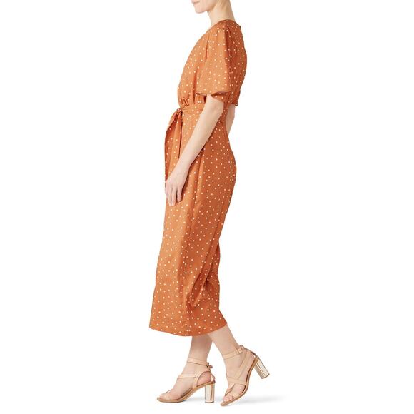 StyleStalker Laurel Jumpsuit Women's Small Orange Cropped Flared Leg V-Neck RTR - Picture 12 of 13